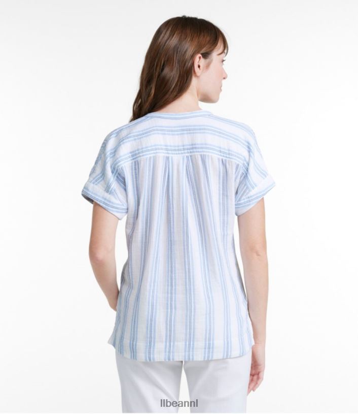 L.L.Bean vrouwen wolk gaas shirt vintage indigostreep kleding VT0645713