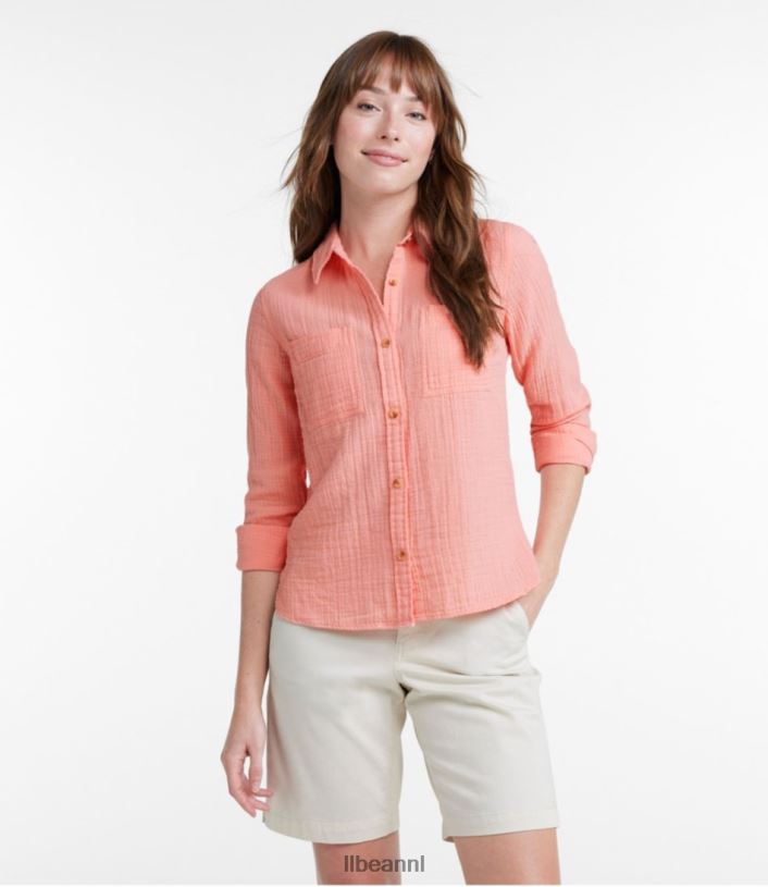 L.L.Bean vrouwen wolk gaas shirt vintage indigostreep kleding VT0646454