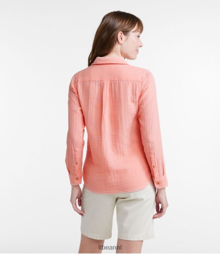 L.L.Bean vrouwen wolk gaas shirt vintage indigostreep kleding VT0646454