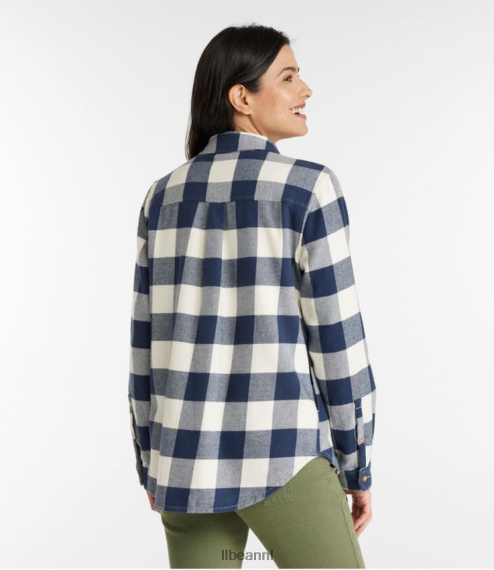 L.L.Bean vrouwen zacht geborsteld flanellen overhemd nautisch rood kleding VT0645737