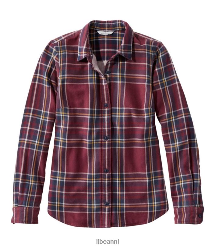 L.L.Bean x Double L vrouwen kenmerkend katoenen dubbelgeweven overhemd bordeaux kleding VT064163