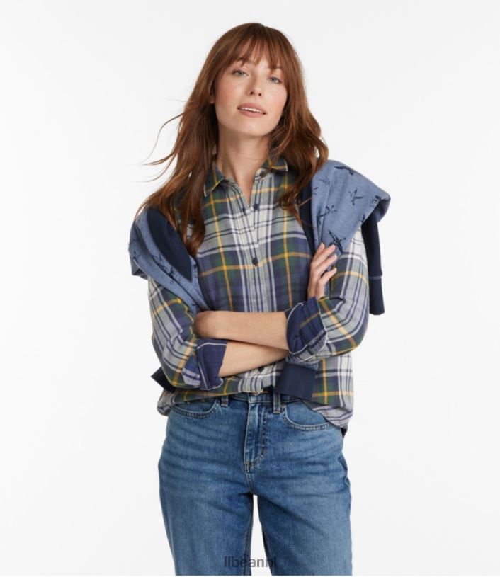 L.L.Bean x Double L vrouwen kenmerkend katoenen dubbelgeweven overhemd bordeaux kleding VT064163