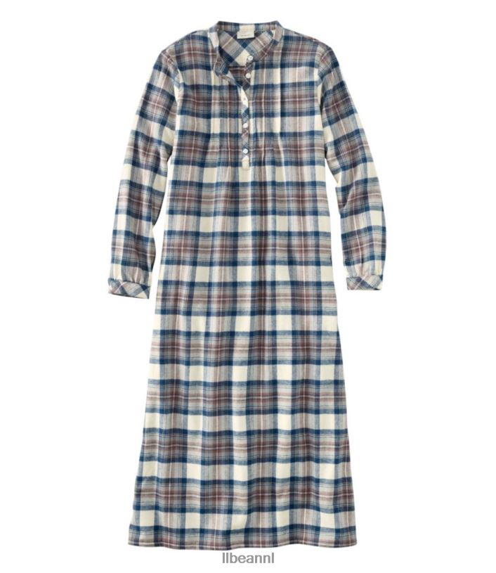 L.L.Bean vrouwen Schotse geruite flanellen nachtjapon indigo tartan kleding VT064463