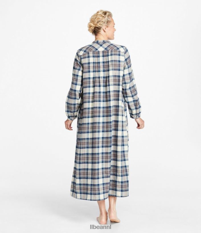 L.L.Bean vrouwen Schotse geruite flanellen nachtjapon indigo tartan kleding VT064463