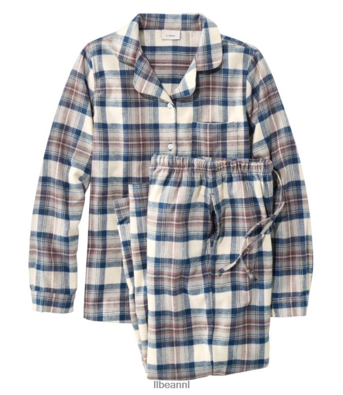 L.L.Bean vrouwen Schotse geruite flanellen pyjama indigo tartan kleding VT064415