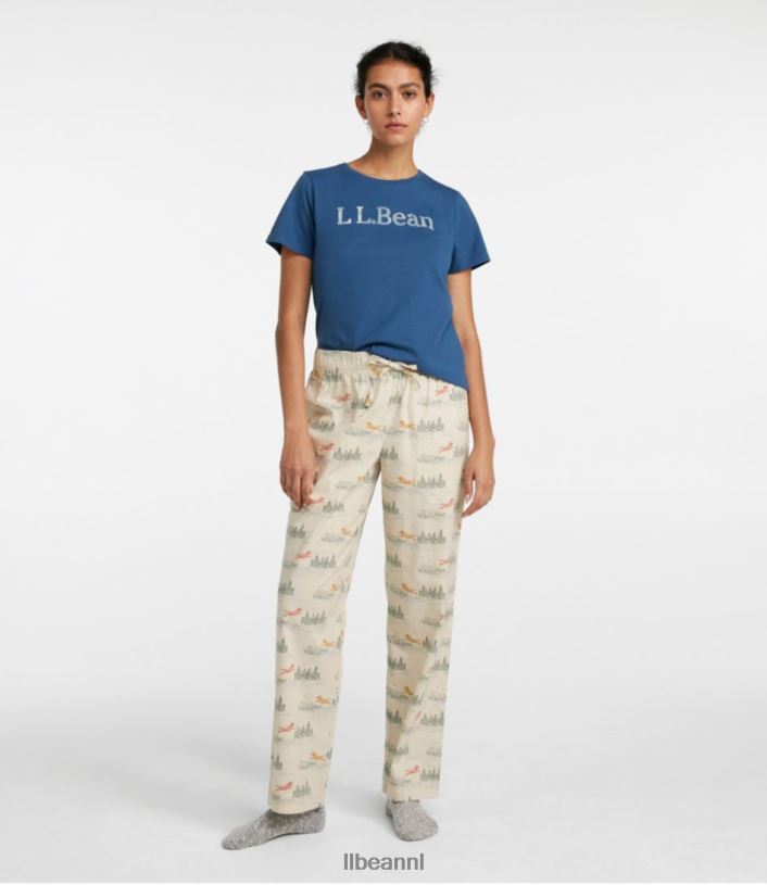 L.L.Bean vrouwen comfort stretch slaap pyjama set daglelie geruit kleding VT0643172