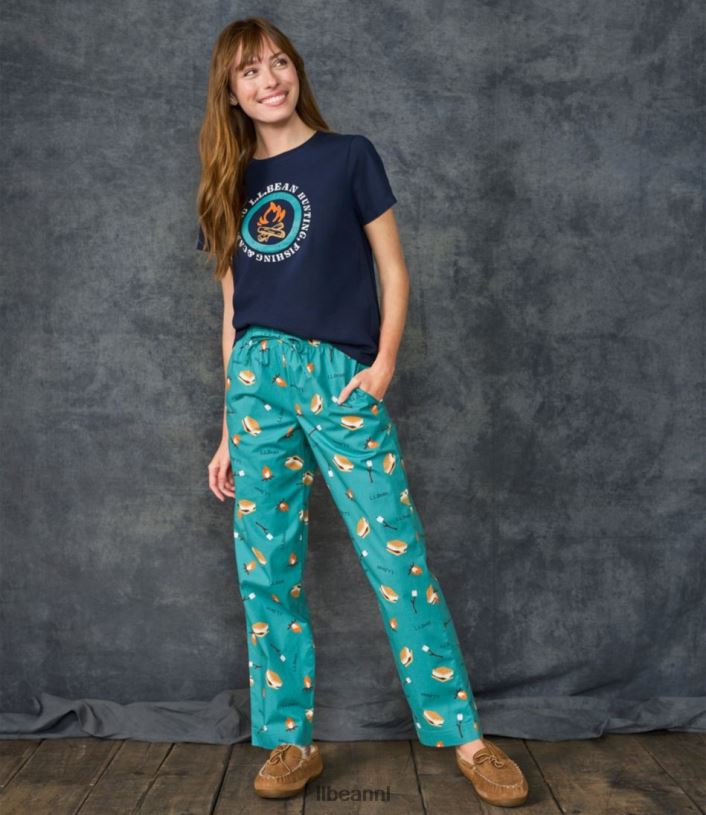 L.L.Bean vrouwen comfort stretch slaap pyjama set daglelie geruit kleding VT0643172