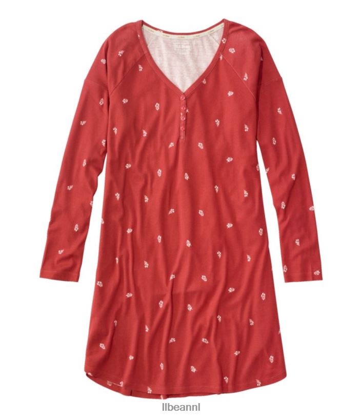 L.L.Bean vrouwen herstellende nachtkleding diepe koraalprint kleding VT0643529