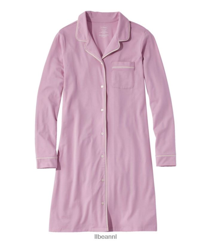 L.L.Bean vrouwen superzachte krimpvrije nachtjapon bleek mauve kleding VT064193