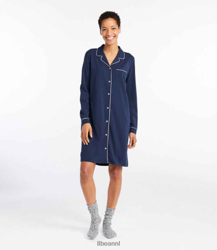 L.L.Bean vrouwen superzachte krimpvrije nachtjapon bleek mauve kleding VT064193