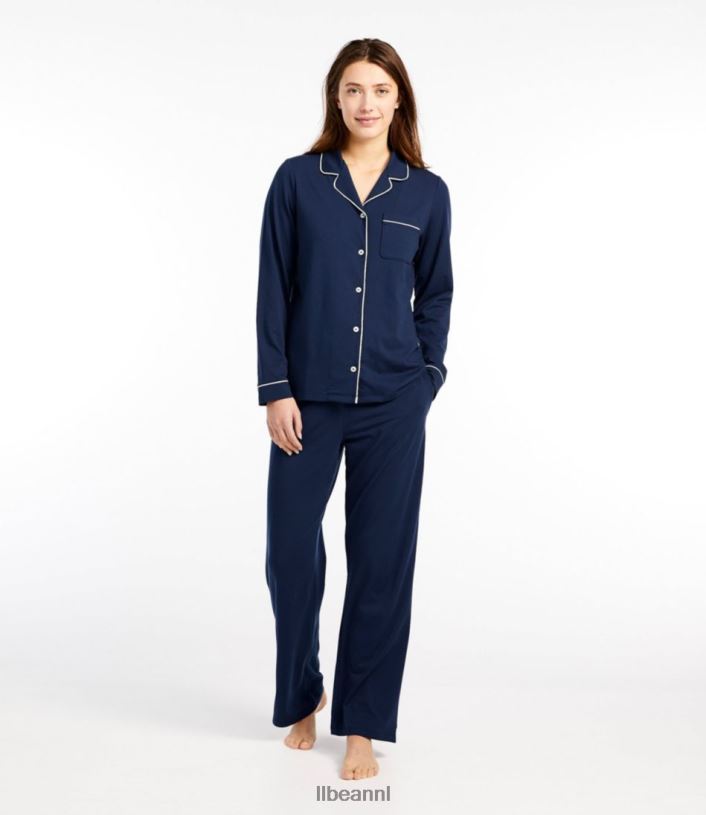L.L.Bean vrouwen superzachte krimpvrije pyjamaset bleek mauve kleding VT0643277