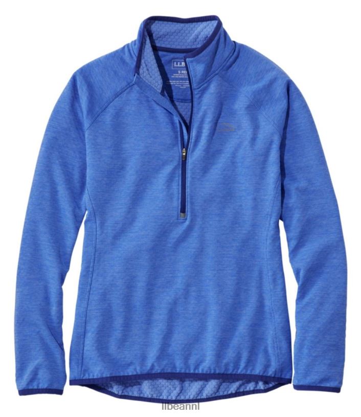 L.L.Bean vrouwen Adventure grid fleece trui met kwartrits arctisch blauwe heide kleding VT064877