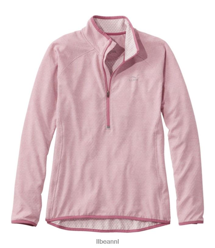 L.L.Bean vrouwen Adventure grid fleece trui met kwartrits lichtpaarse heide kleding VT0646061