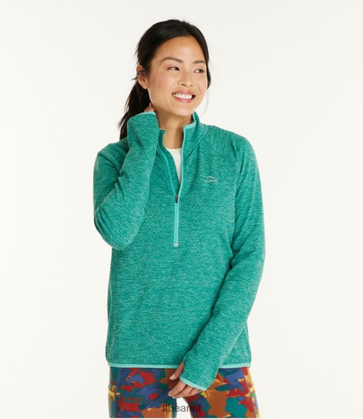 L.L.Bean vrouwen Adventure grid fleece trui met kwartrits lichtpaarse heide kleding VT0646061
