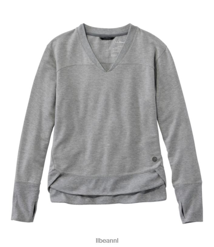 L.L.Bean vrouwen Softflex trui met V-hals grijze heide kleding VT0644813