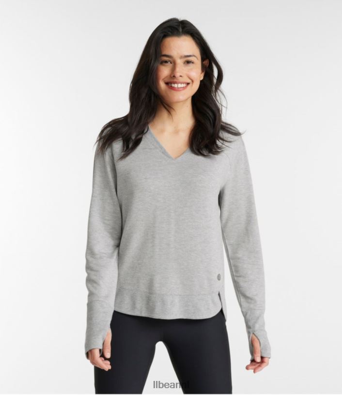 L.L.Bean vrouwen Softflex trui met V-hals grijze heide kleding VT0644813