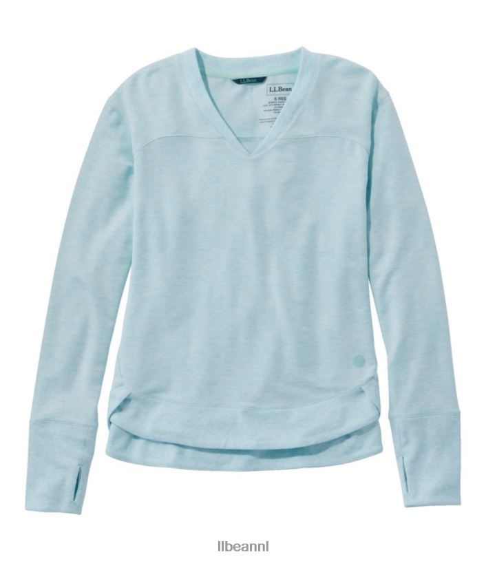 L.L.Bean vrouwen Softflex trui met V-hals koele zeeblauwe heide kleding VT064331
