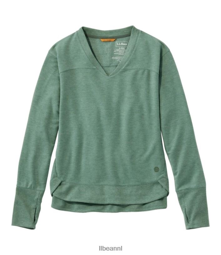 L.L.Bean vrouwen Softflex trui met V-hals zeegroene heide kleding VT0646970