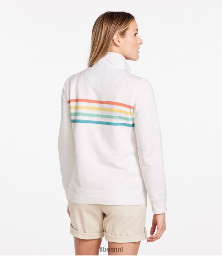 L.L.Bean vrouwen biologisch katoenen sweatshirt klassieke marineblauwe streep kleding VT0643259
