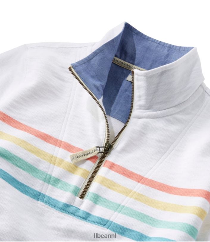 L.L.Bean vrouwen biologisch katoenen sweatshirt klassieke marineblauwe streep kleding VT0643259
