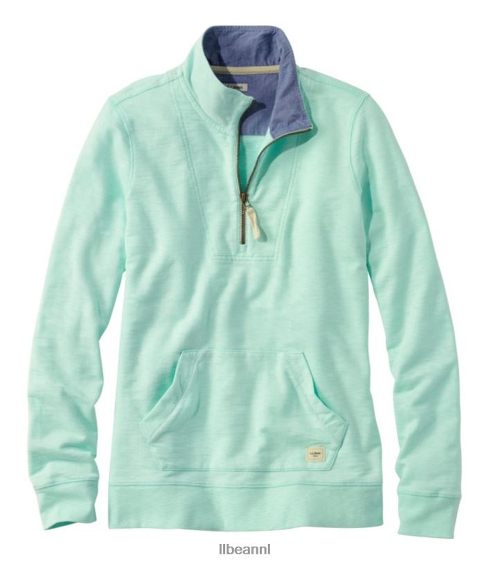 L.L.Bean vrouwen biologisch katoenen sweatshirt nautisch aqua kleding VT064313