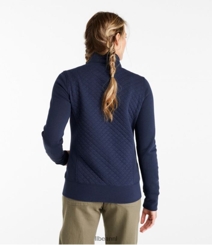 L.L.Bean vrouwen gewatteerd sweatshirt met volledige ritssluiting klassieke marine kleding VT0646406