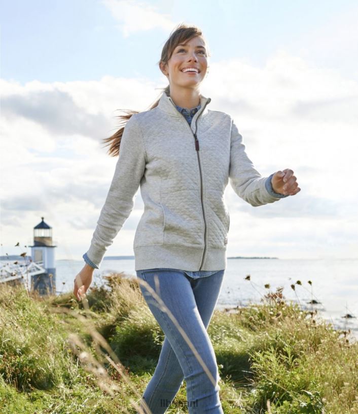 L.L.Bean vrouwen gewatteerd sweatshirt met volledige ritssluiting klassieke marine kleding VT0646406