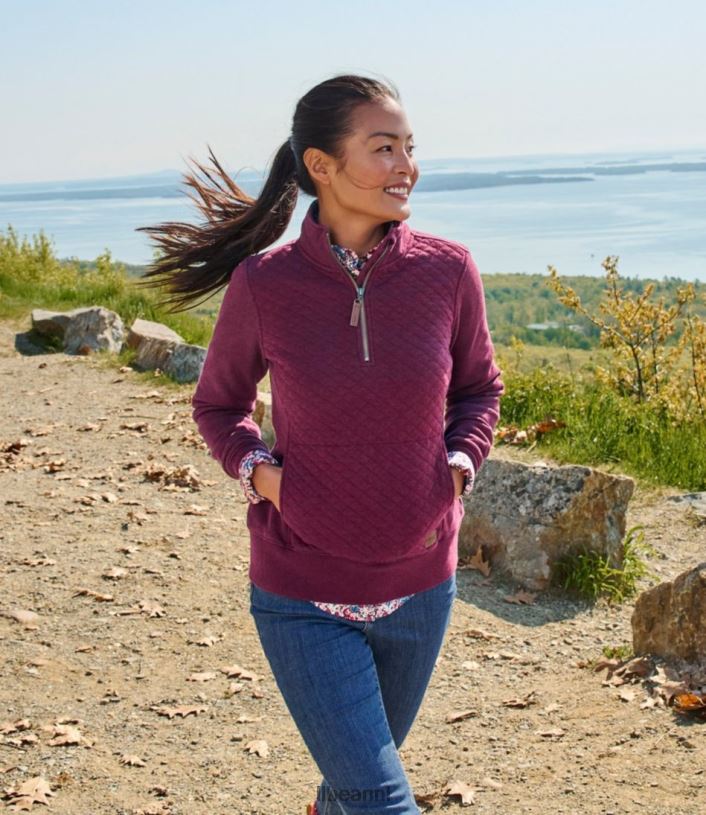 L.L.Bean vrouwen gewatteerde trui met kwartrits roest oranje kleding VT0646889