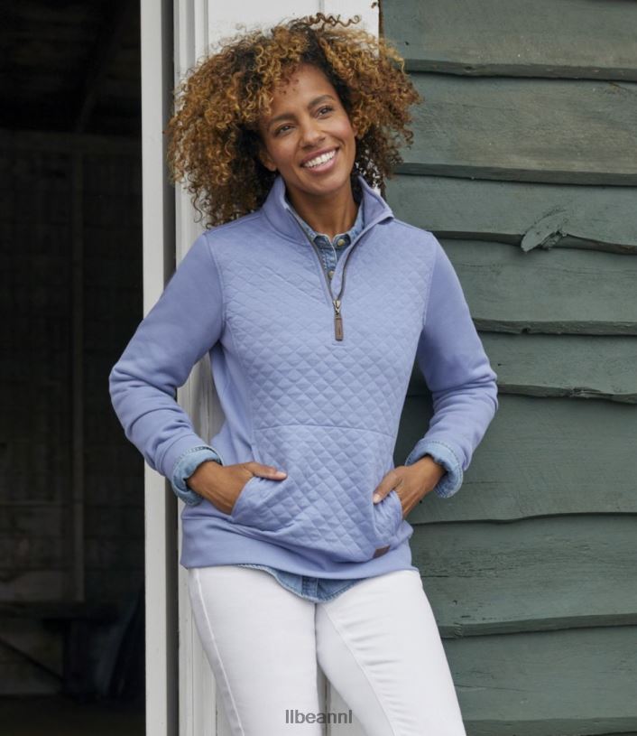 L.L.Bean vrouwen gewatteerde trui met kwartrits roest oranje kleding VT0646889