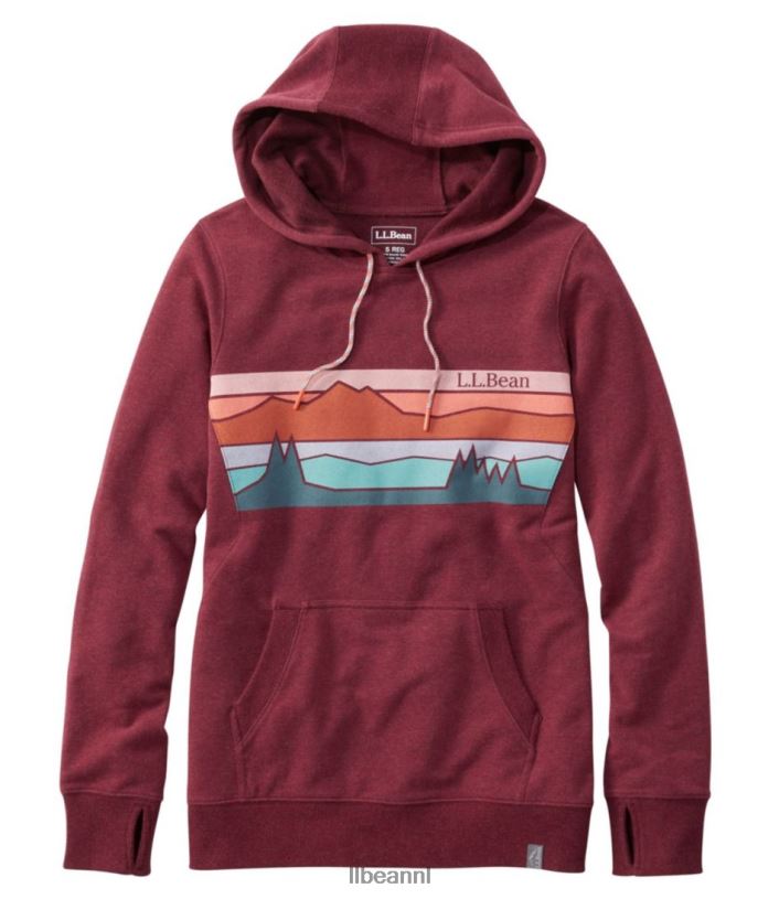 L.L.Bean vrouwen gezellige kamphoodie kleurenbalken met diepe havenheide kleding VT0646991