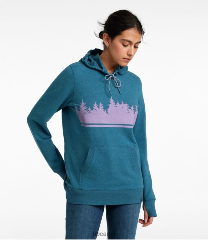 L.L.Bean vrouwen gezellige kamphoodie kleurenbalken met diepe havenheide kleding VT0646991