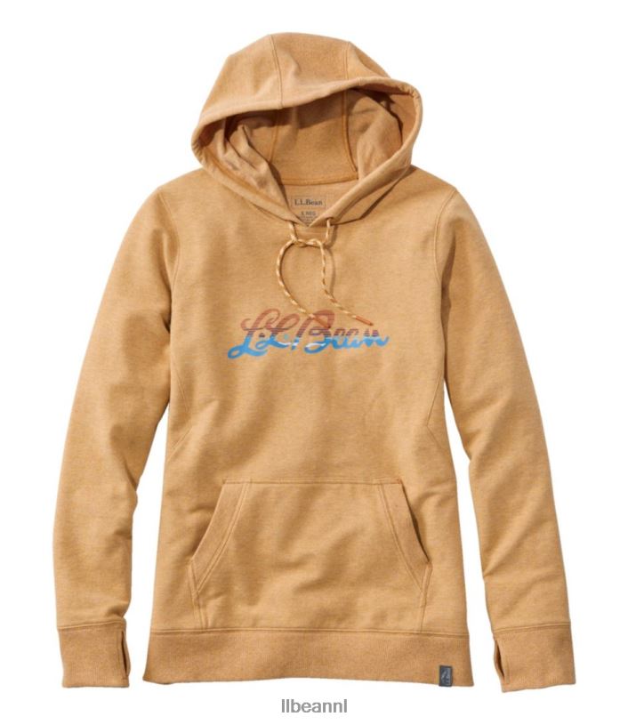 L.L.Bean vrouwen gezellige kamphoodie warm goud heide katscript kleding VT0643292