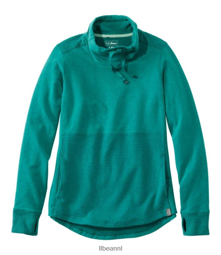 L.L.Bean vrouwen gezellige trui van gemengd breiwerk warme blauwgroen heide kleding VT0646430