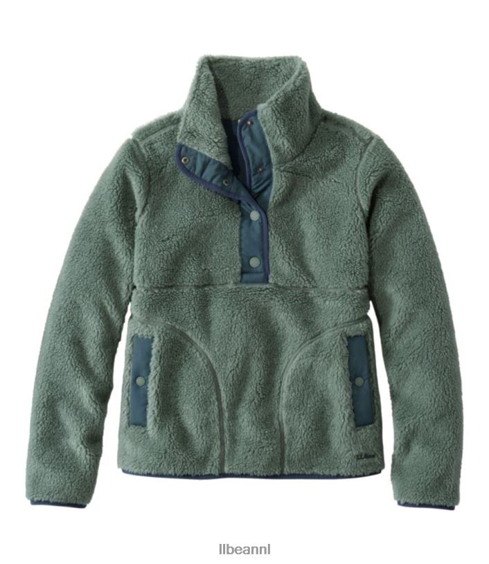 L.L.Bean vrouwen sherpafleece trui zee groen kleding VT0647207