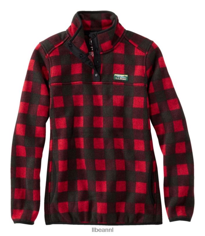 L.L.Bean vrouwen trui fleece trui buffel geruite granaat kleding VT0643397