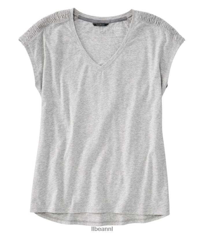 L.L.Bean vrouwen Beyond zacht T-shirt met V-hals lichtgrijze heide kleding VT0646427