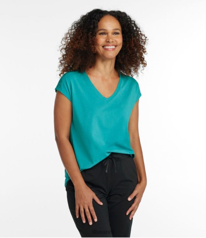 L.L.Bean vrouwen Beyond zacht T-shirt met V-hals lichtgrijze heide kleding VT0646427