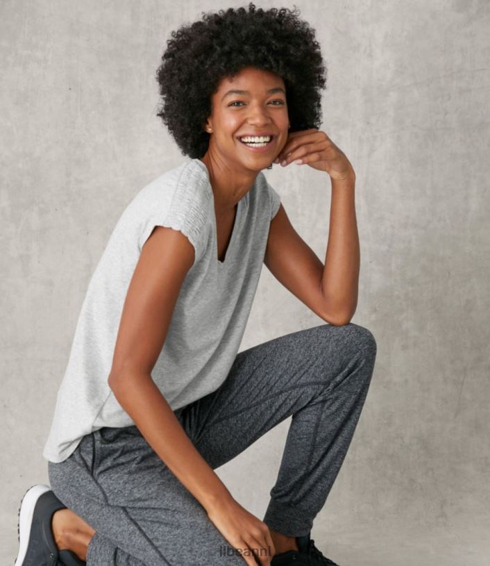 L.L.Bean vrouwen Beyond zacht T-shirt met V-hals lichtgrijze heide kleding VT0646427