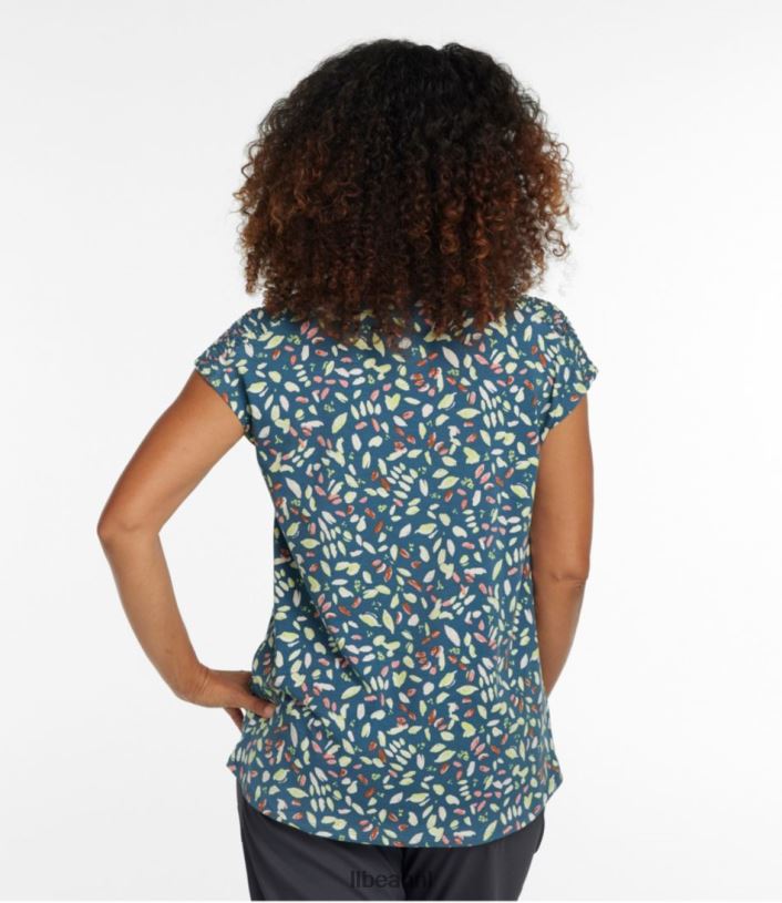 L.L.Bean vrouwen Beyond zacht T-shirt met V-hals storm blauwgroen abstract kleding VT0643193