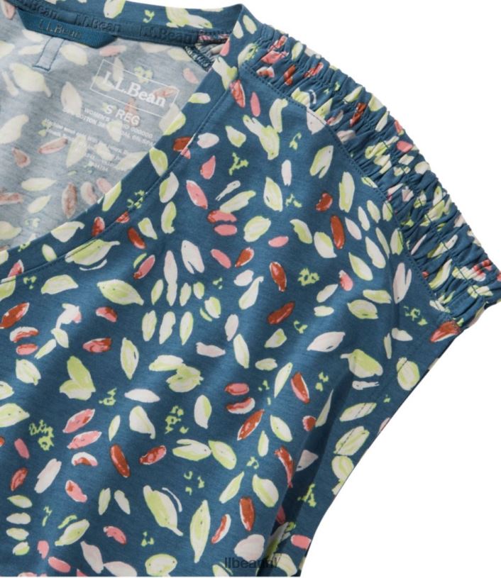 L.L.Bean vrouwen Beyond zacht T-shirt met V-hals storm blauwgroen abstract kleding VT0643193
