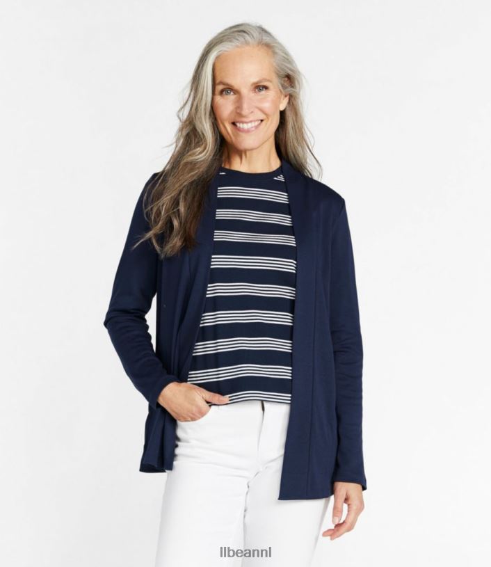 L.L.Bean vrouwen Open vest van pimakatoen zwart kleding VT0646871