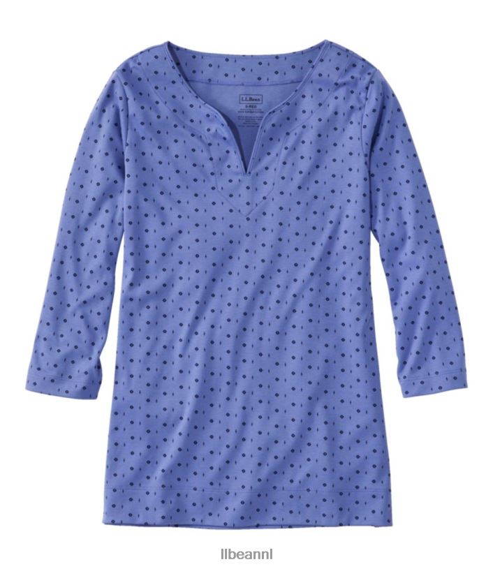 L.L.Bean vrouwen Pima katoenen tuniek ridderspoor geo stip kleding VT0644627