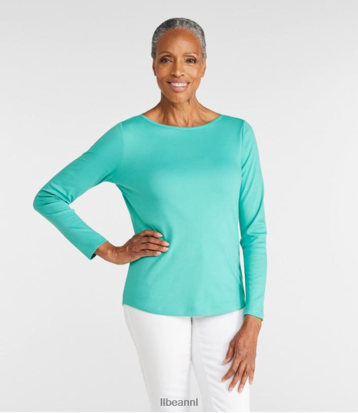 L.L.Bean vrouwen T-shirt in de vorm van pima-katoen bleekroze kleding VT064328