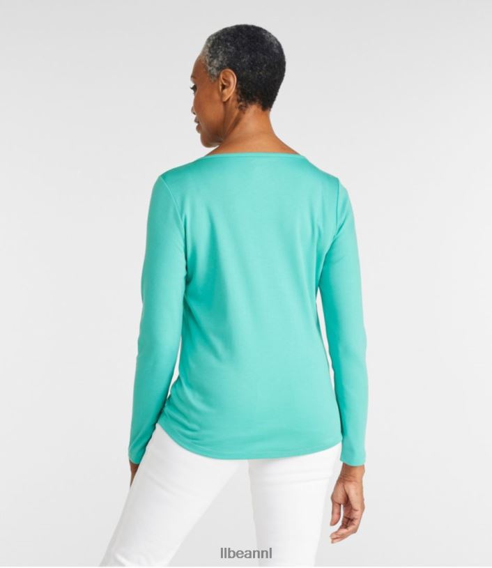 L.L.Bean vrouwen T-shirt in de vorm van pima-katoen bleekroze kleding VT064328