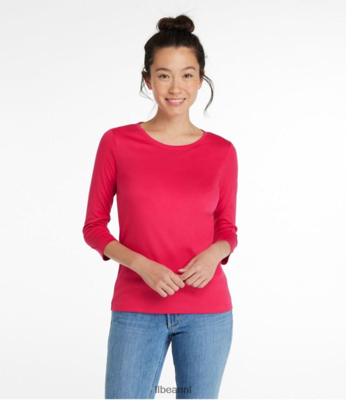 L.L.Bean vrouwen T-shirt in de vorm van pima-katoen bleekroze kleding VT0647