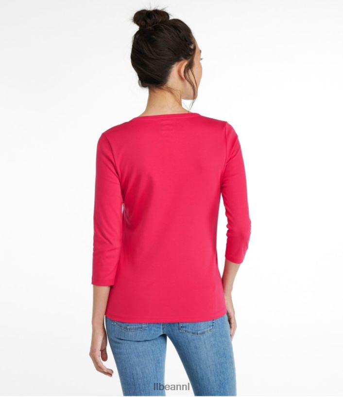 L.L.Bean vrouwen T-shirt in de vorm van pima-katoen bleekroze kleding VT0647