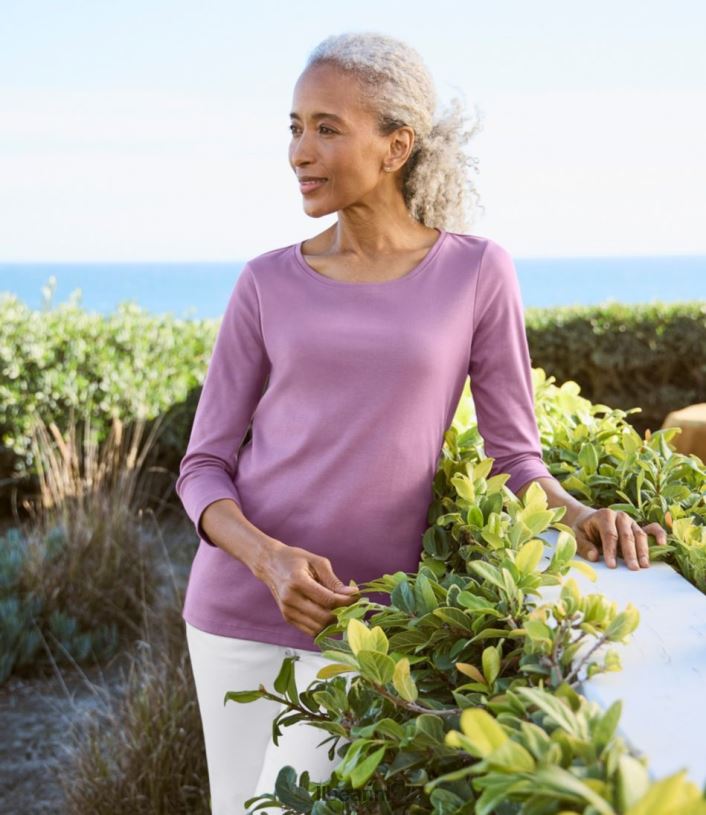 L.L.Bean vrouwen T-shirt in de vorm van pima-katoen bleekroze kleding VT0647