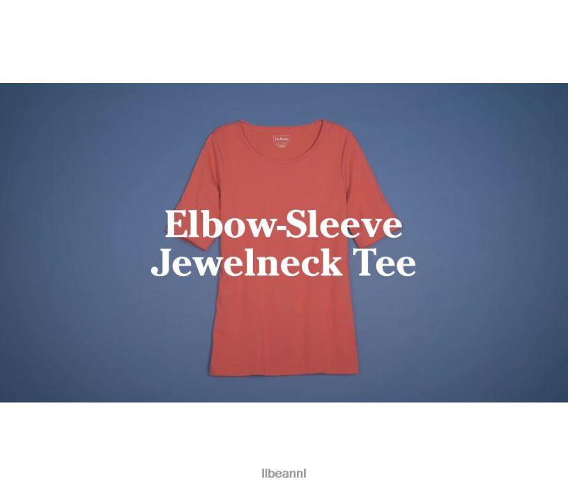 L.L.Bean vrouwen T-shirt met juwelenhals alpine blauwe medaillon stip kleding VT06485
