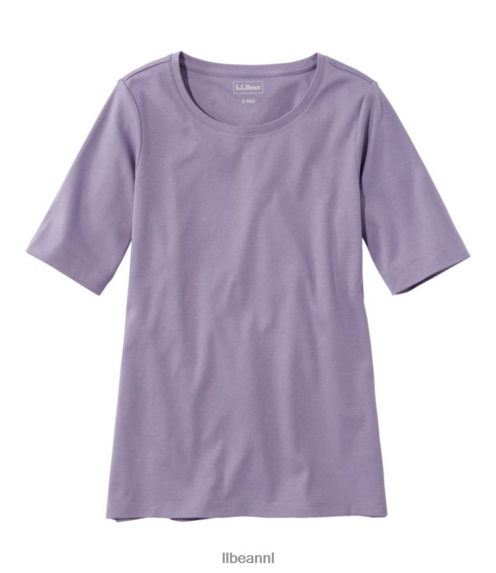 L.L.Bean vrouwen T-shirt met juwelenhals lavendel kleding VT0646865