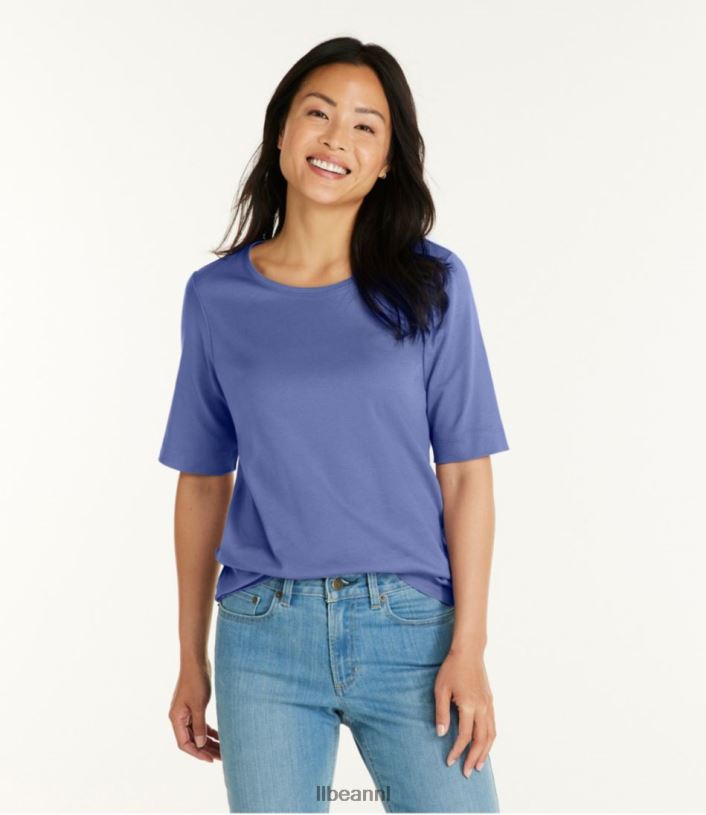 L.L.Bean vrouwen T-shirt met juwelenhals lavendel kleding VT0646865